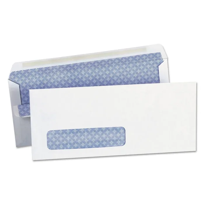 Universal® Self-Seal Security Tint Business Envelope, Address Window, 10, Square Flap, Self-Adhesive Closure, 4.13 x 9.5, White, 500/BX