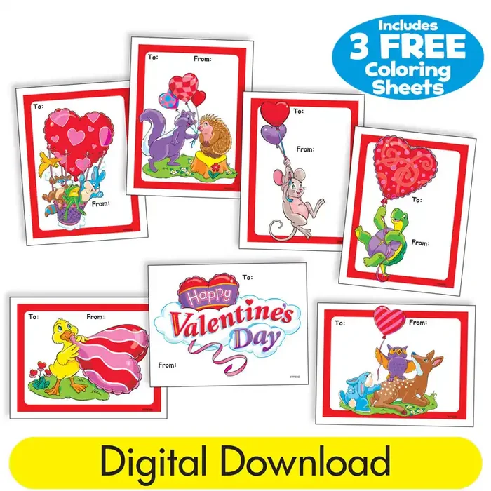 Valentine Friends Editable Cards Printables