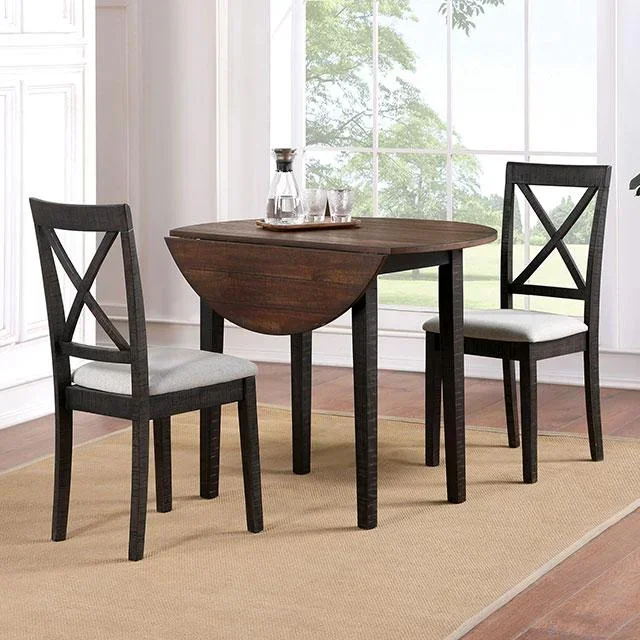 VENETA 3 Pc. Dining Table Set, Dark Oak/Walnut