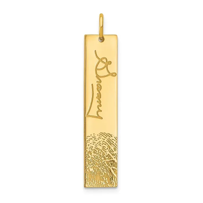 Vertical Signature and Fingerprint Charm 14k Gold XNA1083Y