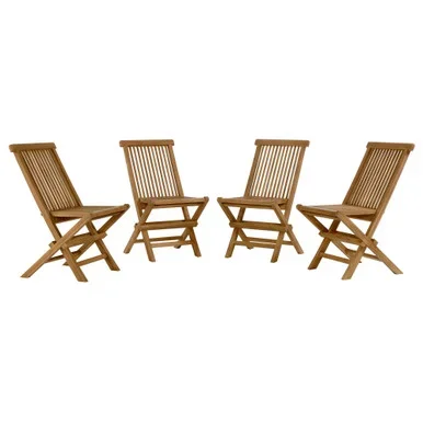 Vienna Outdoor Patio Teak Wood Folding Dining Chairs Set of 4 / EEI-6812