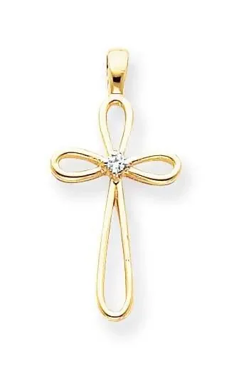 VS Diamond Cross Pendant 14k Gold XP985VS