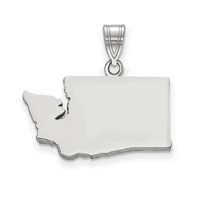 Washington State Pendant Charm 14k White Gold Engravable XNA707W-WA