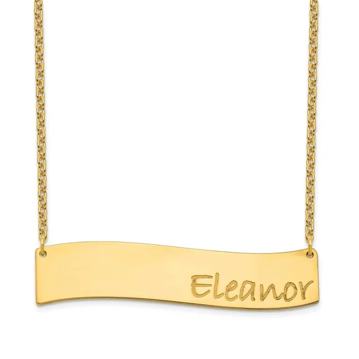 Wavy Bar Necklace Gold-plated Large XNA1072GP
