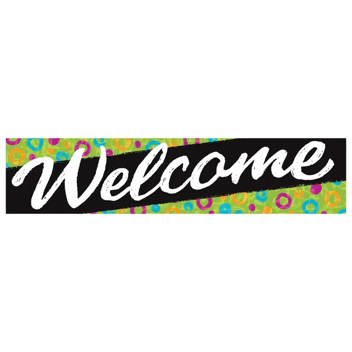 Welcome Swirl Dots Quotable Expressions® Banner – 3 Feet