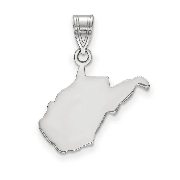 West Virginia State Pendant Charm Sterling Silver Engravable XNA707SS-WV