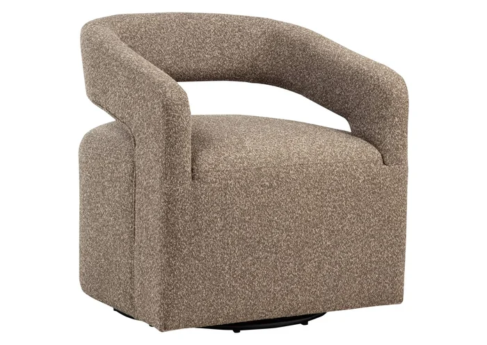 Westhill Boucle Upholstered Swivel Accent Chair Rocky Road