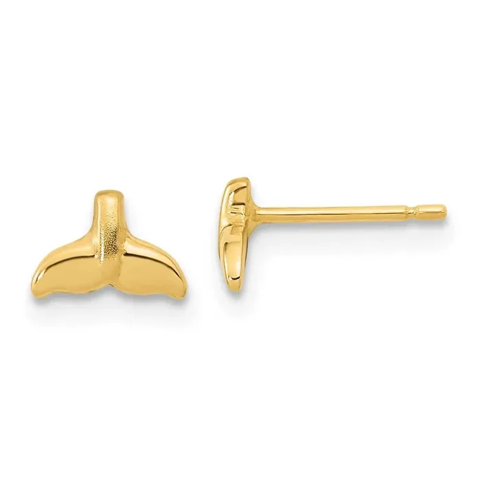 Whale Tail Post Earrings 14k Gold Polished YE2113