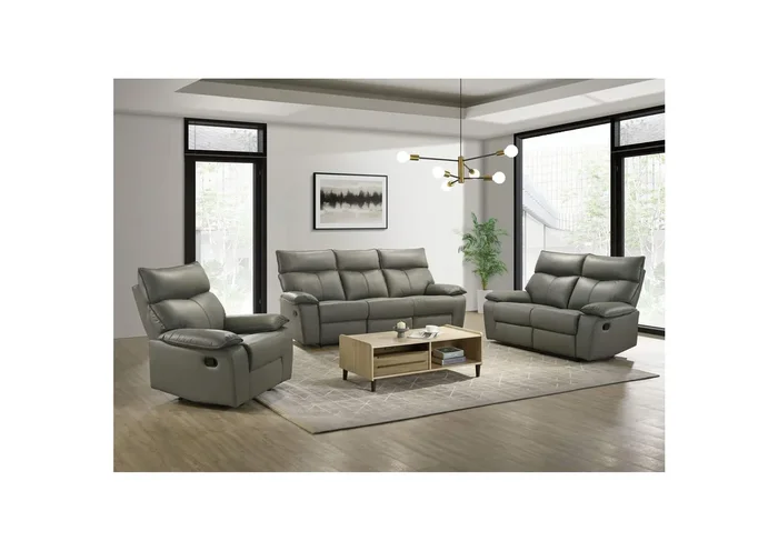 Wildcat 3 Piece Living Room Set In Aviarah Grey – Sofa Loveseat Recliner