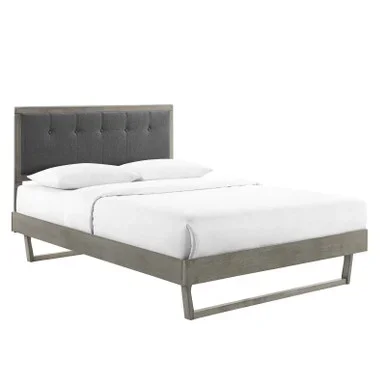 Willow Wood Queen Platform Bed With Angular Frame / MOD-6384