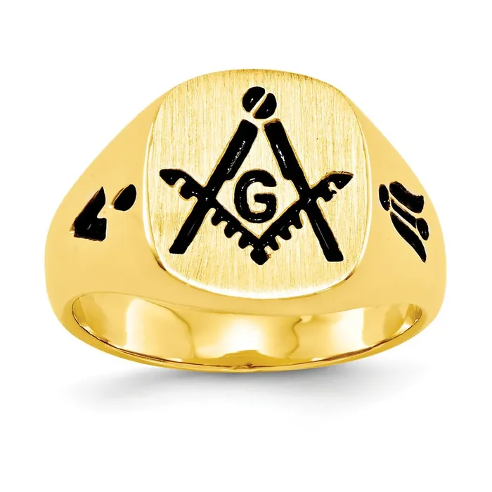 yellow masonic ring mounting 14k Gold Y4047